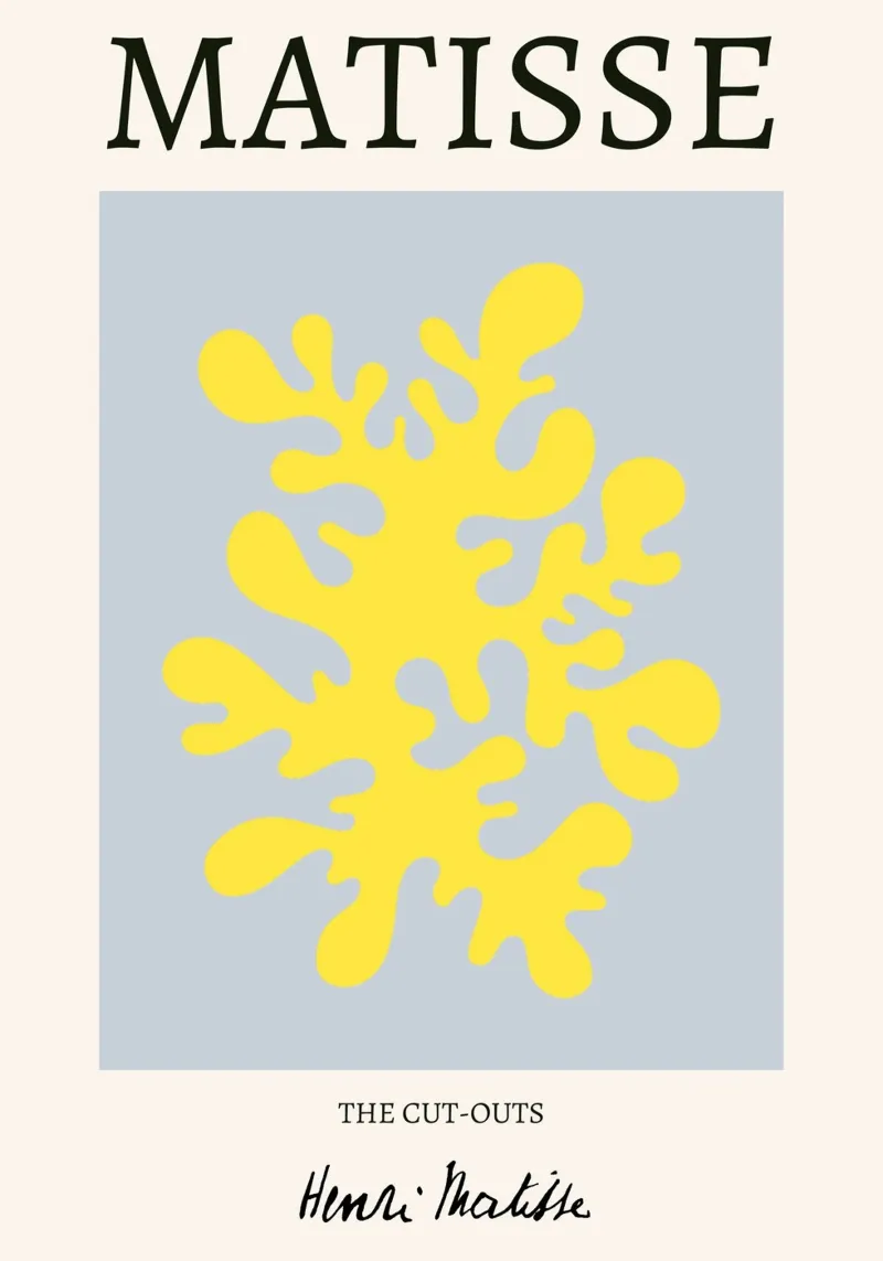 Matisse "Los recortes" Impresión abstracta coral amarillo poster con marco de plástico de homdeco