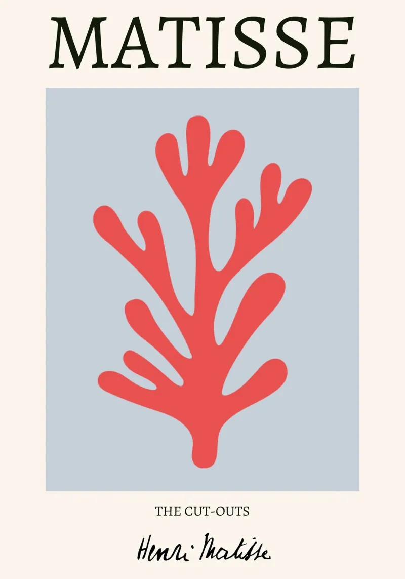 Matisse "The Cut-Outs" koraalrood abstracte print canvas met Baklijst van homdeco