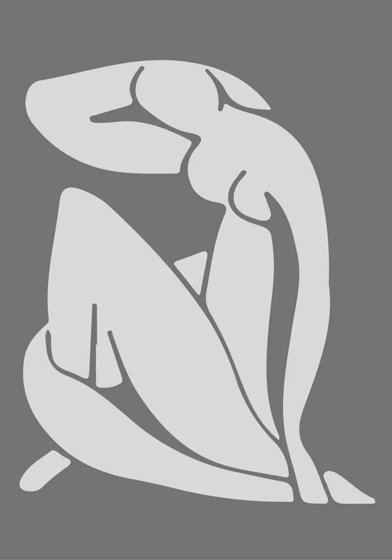 Matisse Geïnspireerde "Nu" Grijs Silhouet Kunstdruk poster van homdeco
