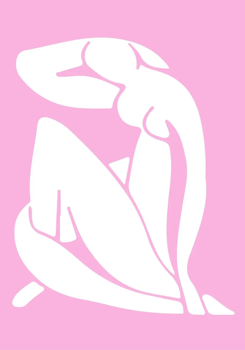 Matisse-inspiriertes Akt-Poster, rosa Minimal-Ausschnitt-Kunst Poster von homdeco