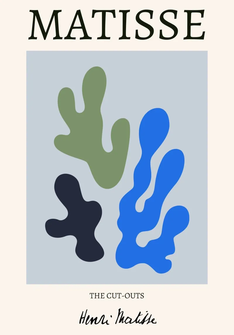 Matisse "Die Ausschnitte" Bio Blau & Grün Abstrakt Poster mit Kunststoffrahmen von homdeco