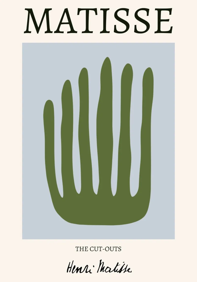 Matisse "I ritagli" Verde oliva Palma astratta poster con telaio in alluminio da homdeco