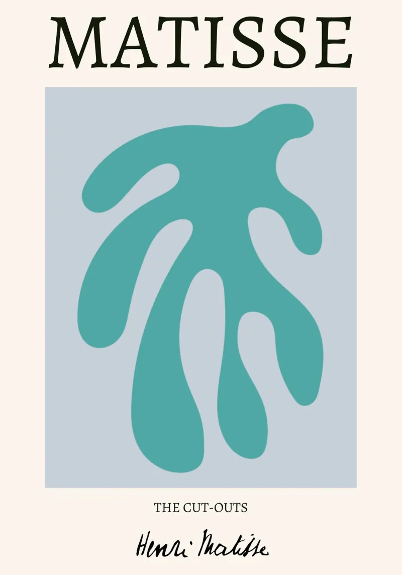 Stampa d'arte moderna con ritaglio di foglie astratte di Matisse poster con telaio in legno da homdeco
