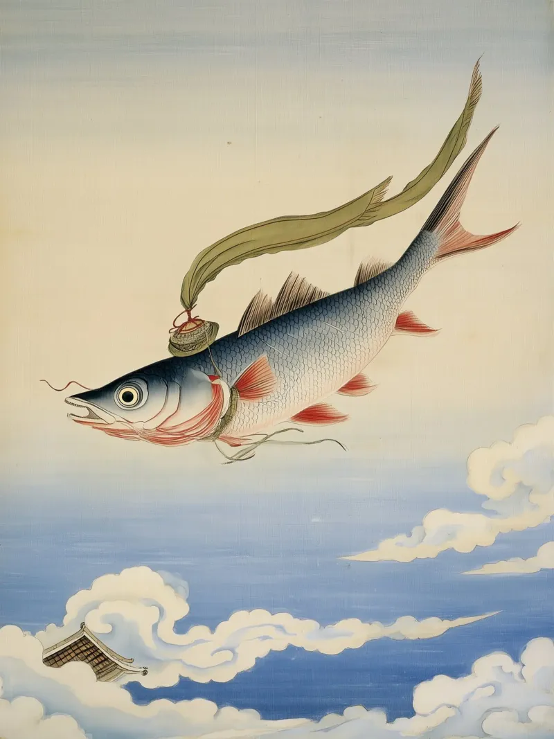 Artistic Fish: Sky & Sea Sardine Asian Seaside Escape Art hahnemühle by Kaji