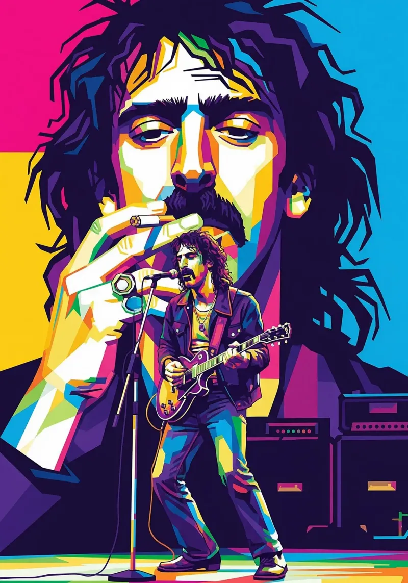 Frank Zappa - WPAP art style alluminio dibond da Hantamrata