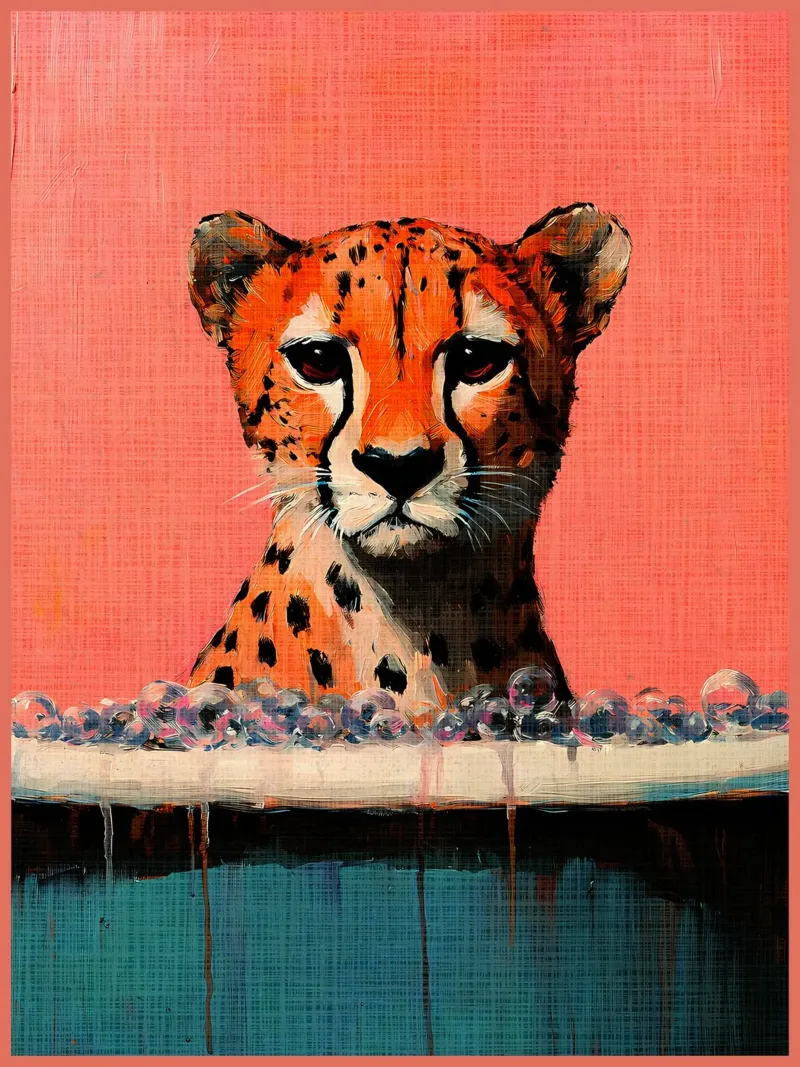 Ghepardo in un bagno di schiuma poster da Shawna Studio