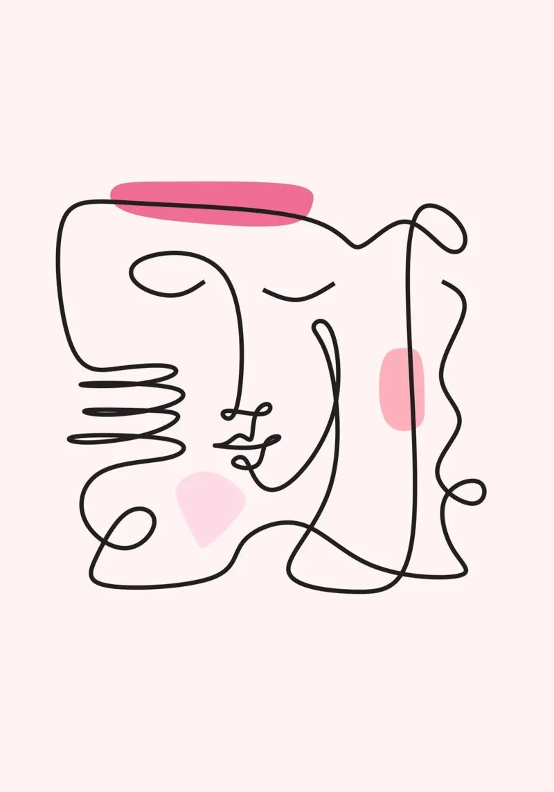 Abstract Face Continuous Line Art Print poster with aluminum frame by homdeco