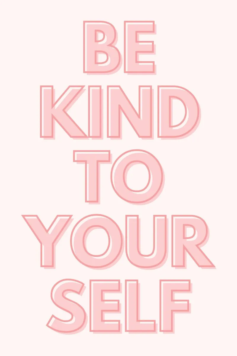 Imprimé de motivation rose "Be Kind To Yourself" (Soyez gentils avec vous-même) poster avec cadre en bois de homdeco