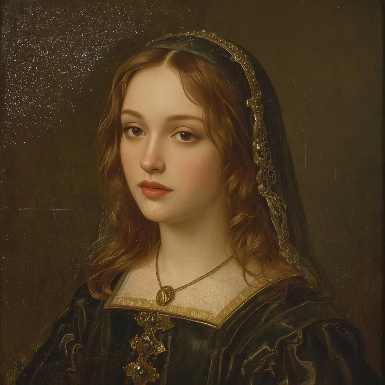young woman with long hair wearing a dark gown plexiglas de DesignDoodle