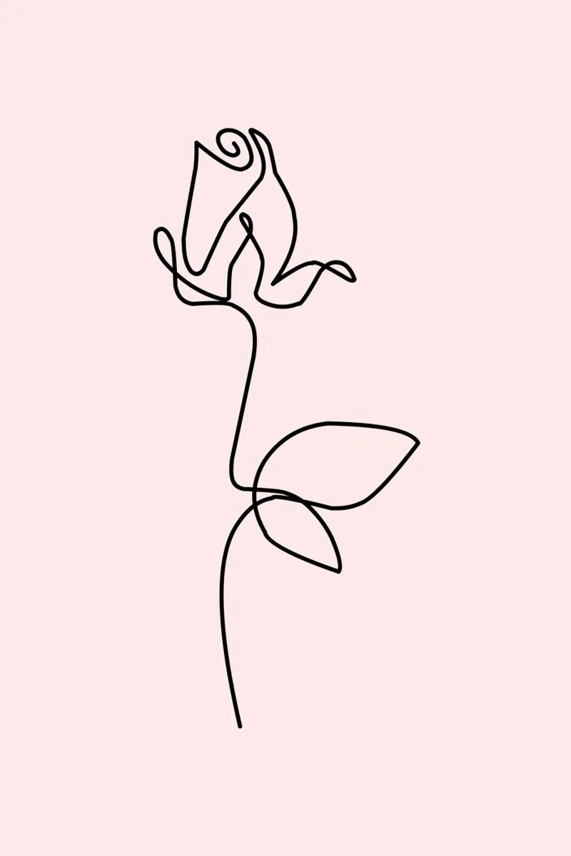 Minimalist Rose Continuous Line Art Print alu-dibond by homdeco