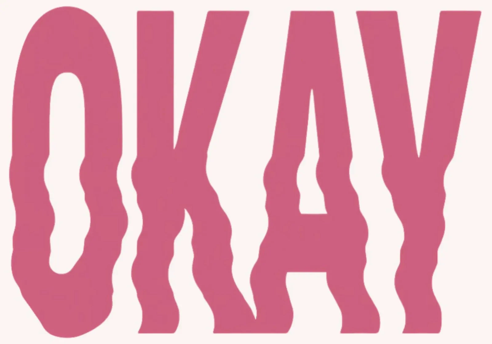 "OKAY" Distorted Pink Retro Typography Print alu-dibond by homdeco