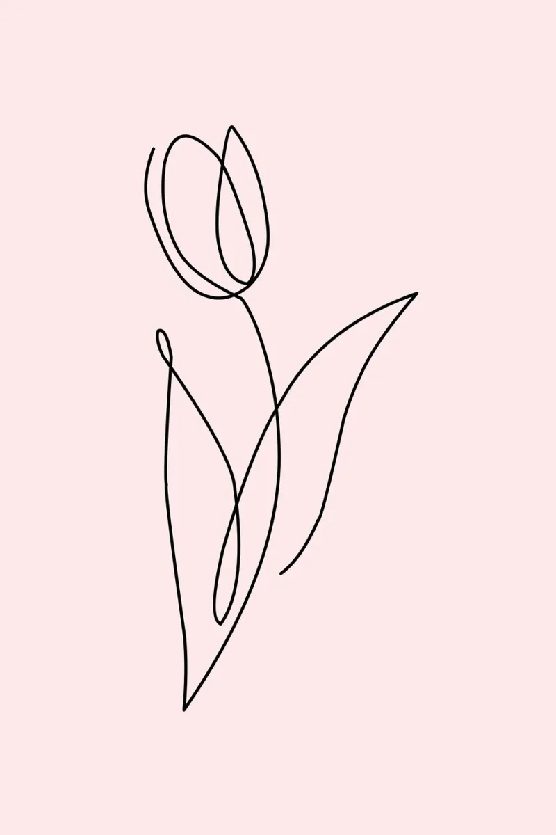 Stampa d'arte minimalista Tulipano a linea continua pellicola backlit da homdeco