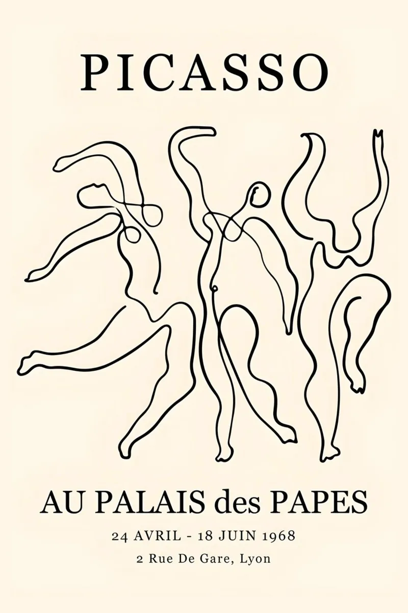 Picasso Tänzer Minimalist Line Art Ausstellungsplakat Poster von homdeco