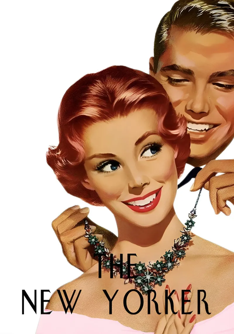 New Yorker, coppia vintage, illustrazione di gioielli poster da homdeco
