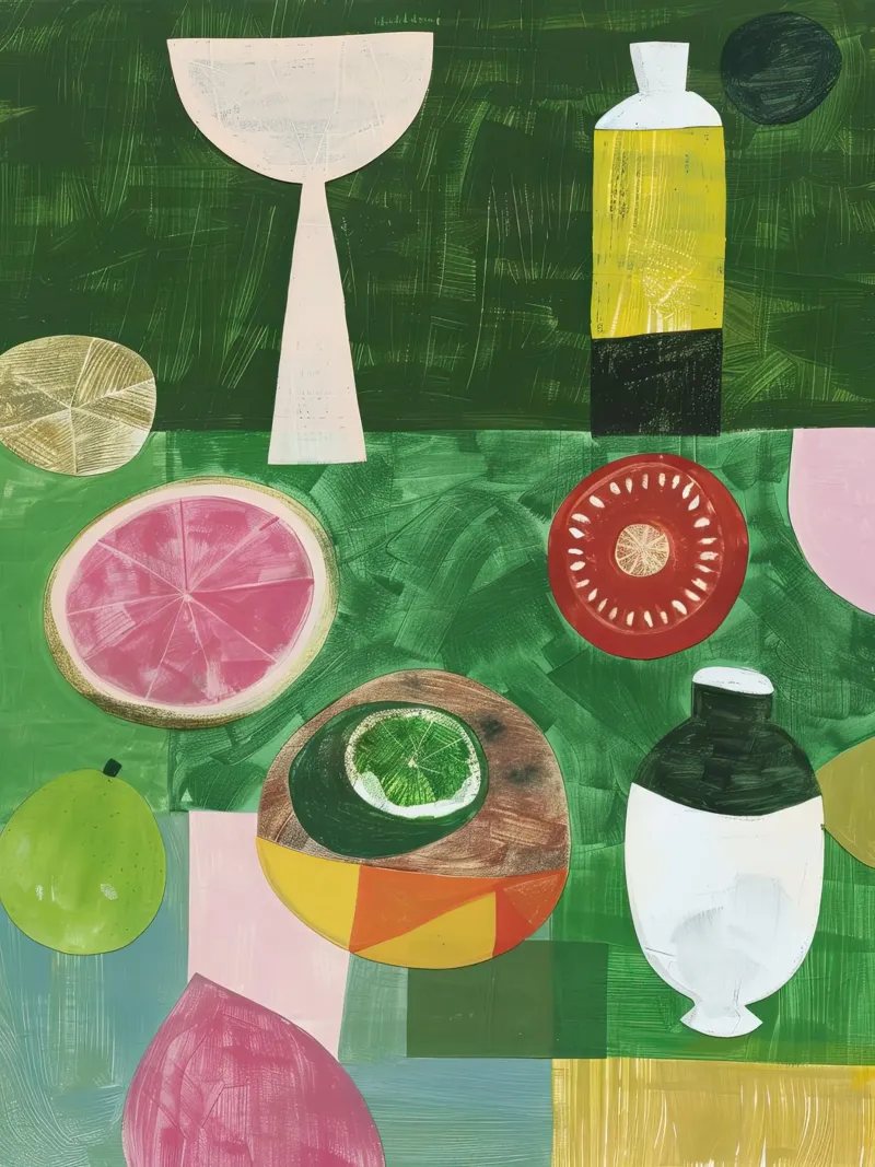 Natura morta in verde poster con telaio in alluminio da DaarbyN