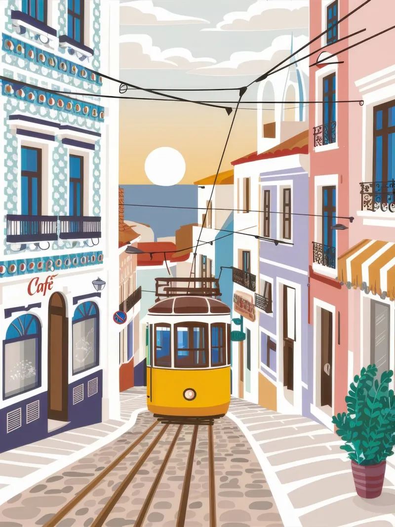 Viaggio in tram a Lisbona plexiglass da Obs Canvas