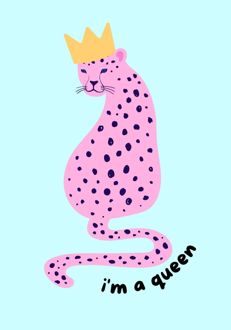 Impression d'art "I'm a Queen" (Je suis une reine) Couronne léopard rose poster avec cadre en plastique de homdeco