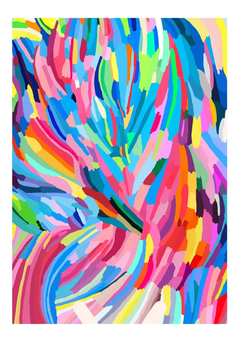 Levendige Abstracte Borstelstreek Moderne Kunstdruk canvas met Baklijst van homdeco