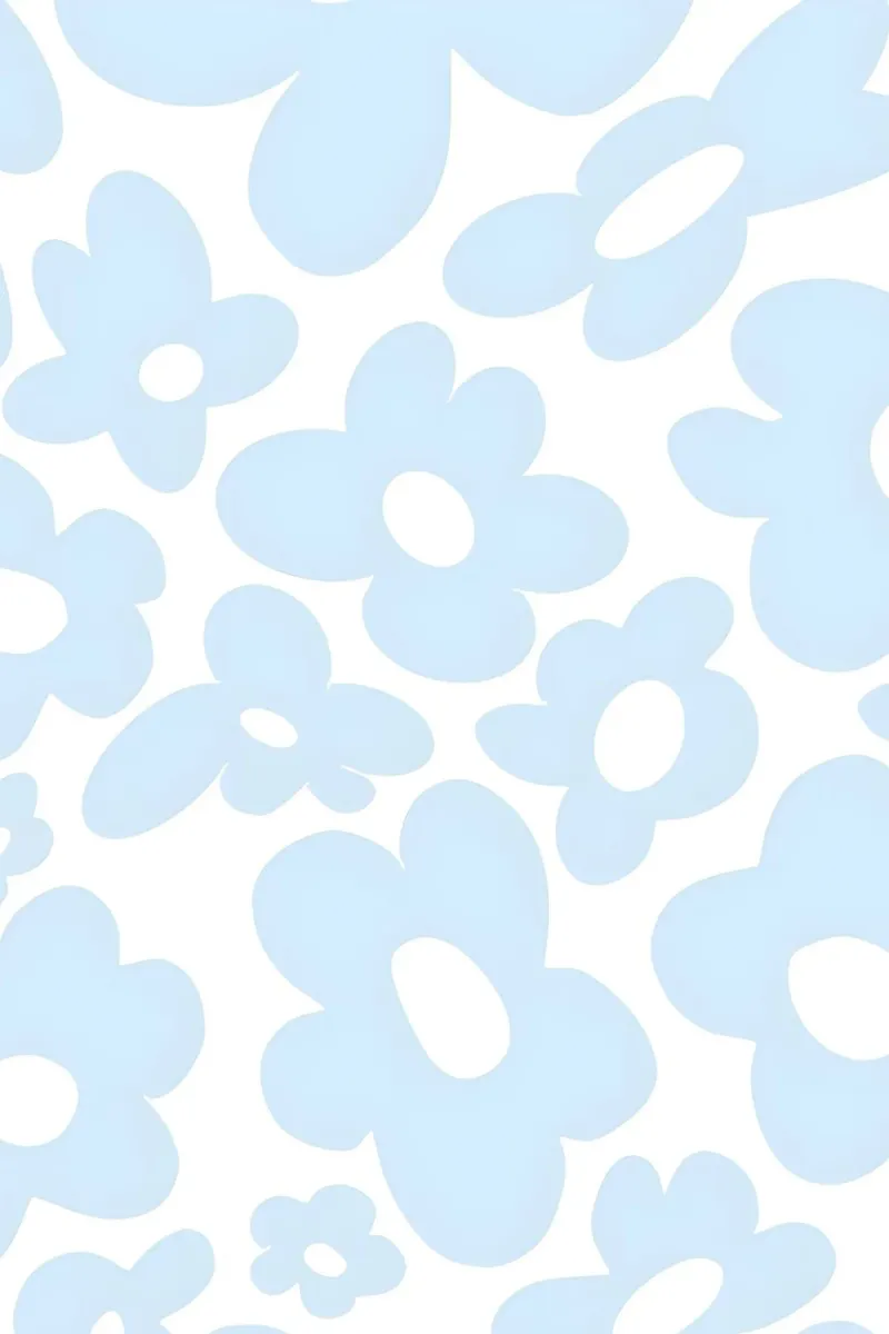 Pastel Blue Doodle Flowers Aesthetic Art Print canvas by homdeco