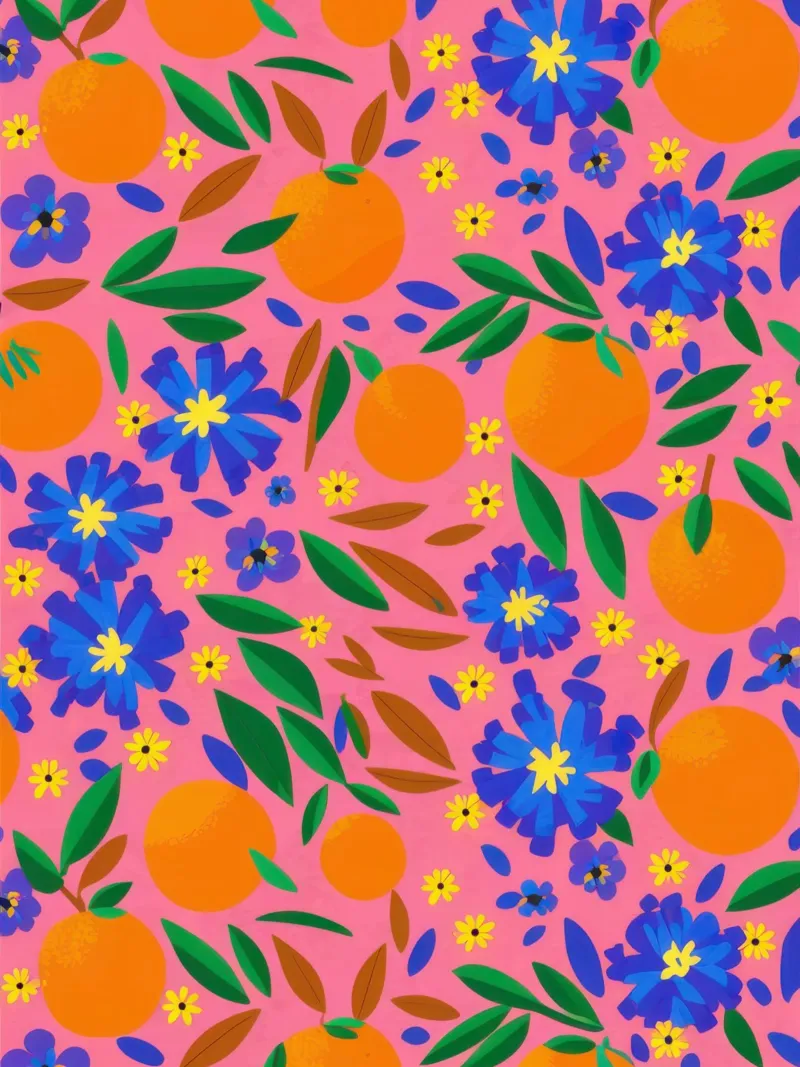 Orange Grove Pattern canvas with Floater frame by Thistle Bloom