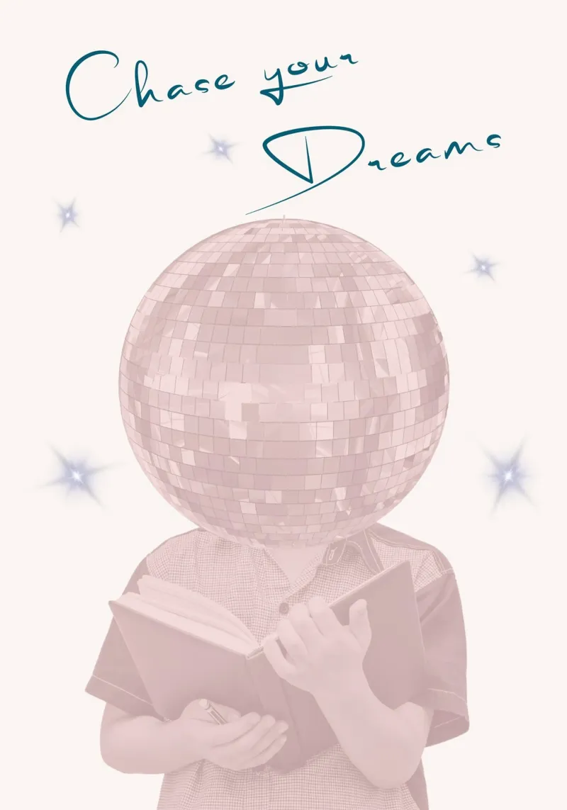 "Pastel Disco Bal Kunstdruk "Ga je dromen achterna canvas met Baklijst van homdeco