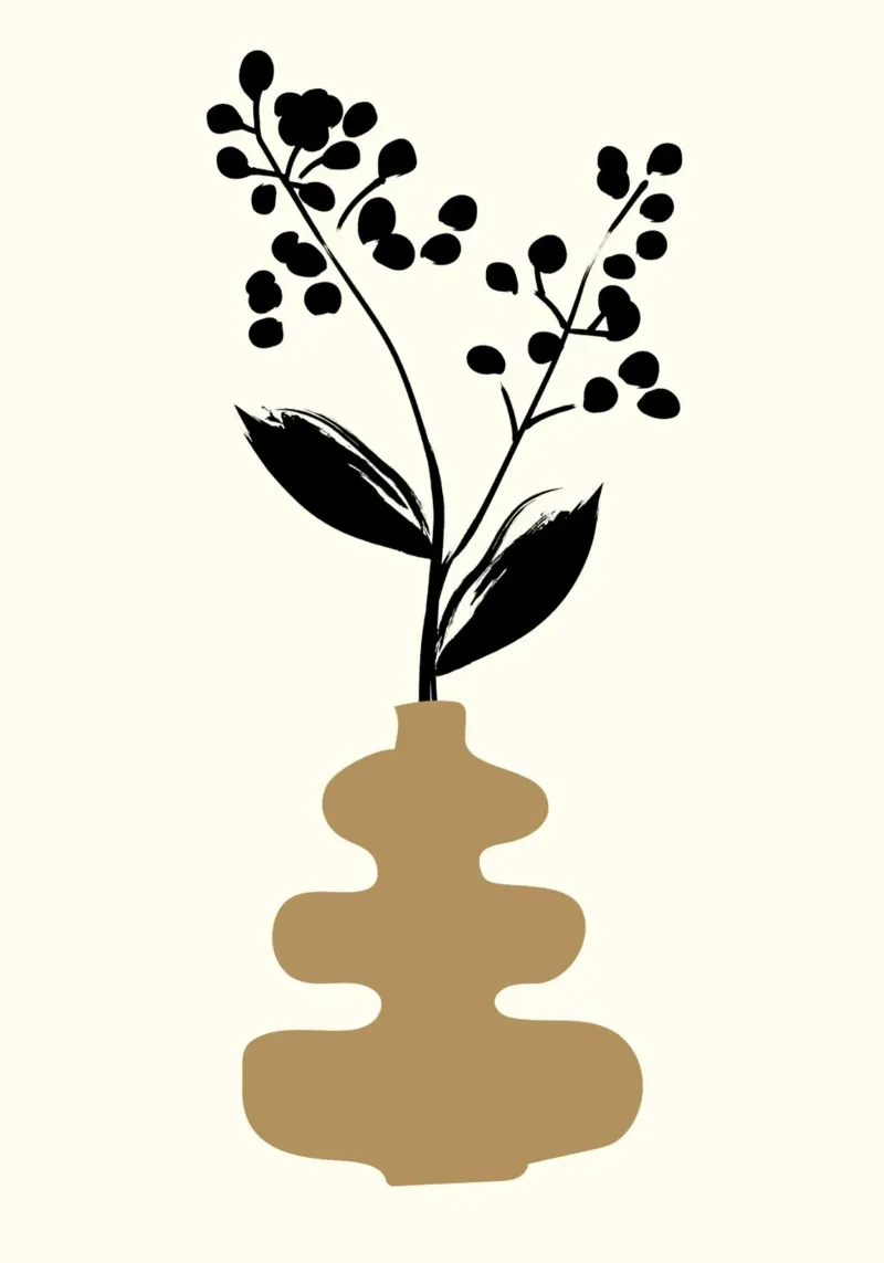 Boho Botanical Vase Minimalist Poster Print canvas with Floater frame by vintagepod