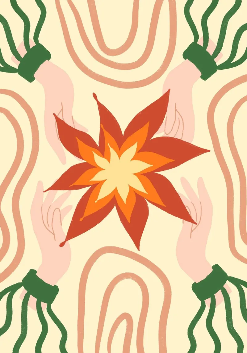 Mani di fiori Boho Poster artistico esoterico di tendenza poster da vintagepod