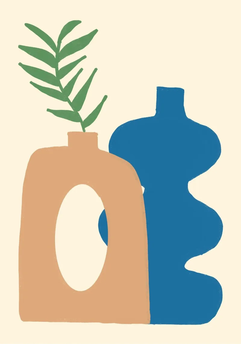 Abstract Vases Boho Folk Art Poster Print poster con marco de madera de vintagepod