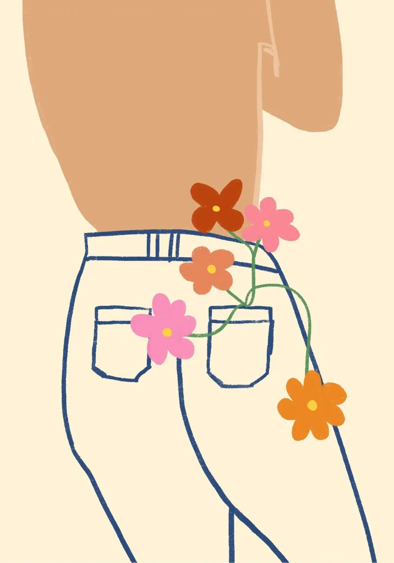 Bloemen in Achterzak Boho Volkskunst Poster canvas met Baklijst van vintagepod