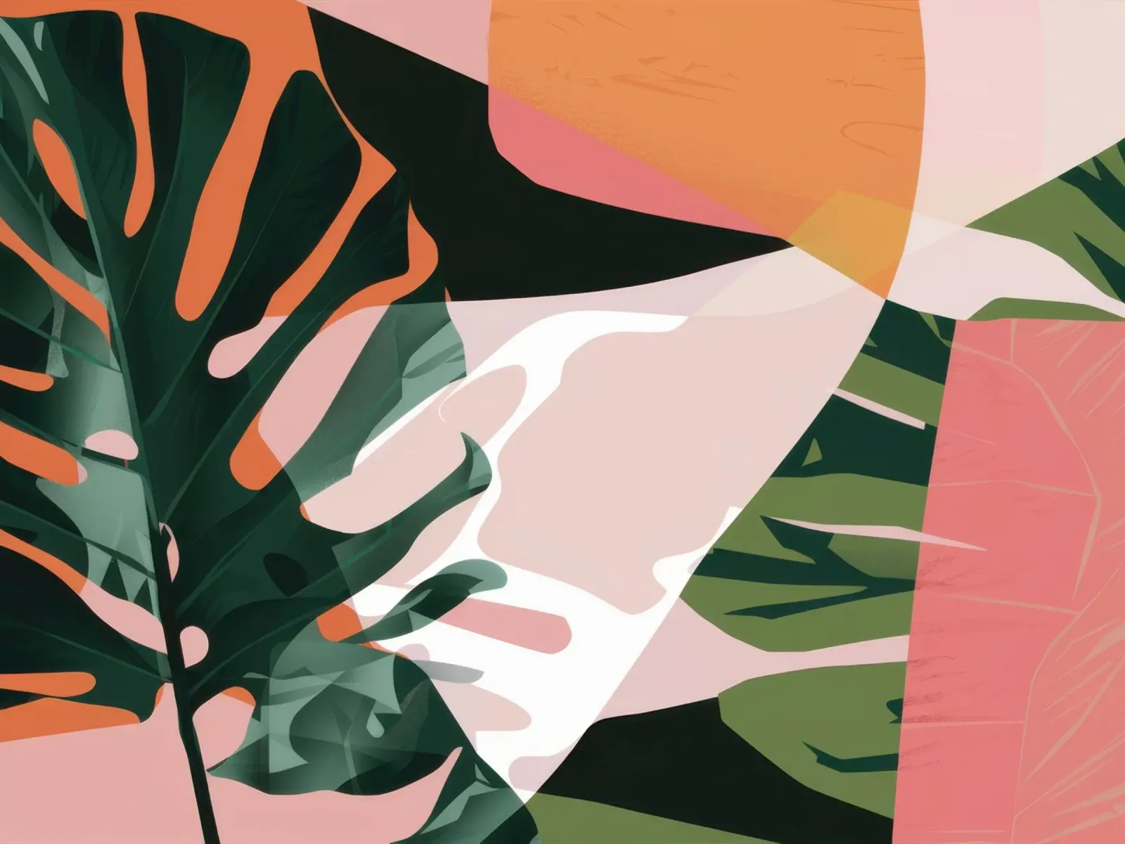Monstera Vorm Abstract canvas met Baklijst van Obs Canvas