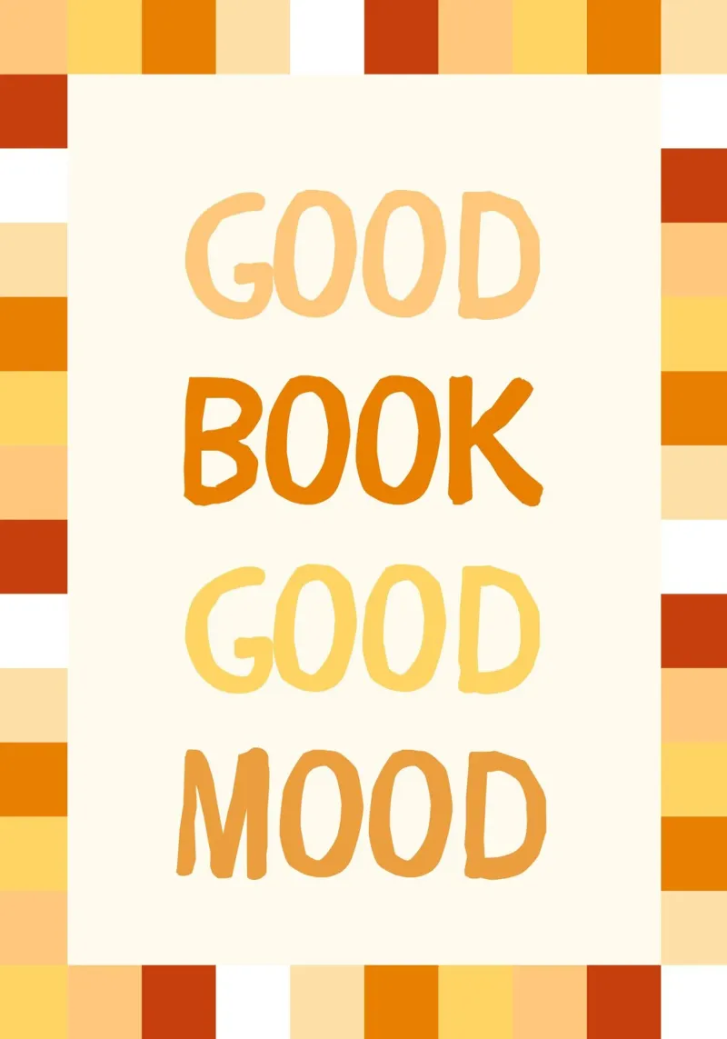 "Good Book, Good Mood" Modern Book Lover Poster canvas with Floater frame by vintagepod