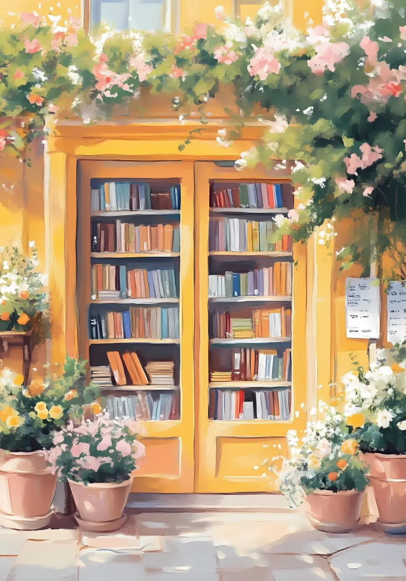Poster acquerellato per l'ingresso di una libreria di charme poster da vintagepod