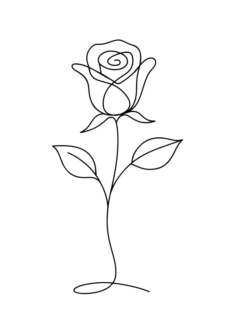 Una linea di fiori di rosa in fiore minimale carta hahnemühle da Attaboy Dsgn
