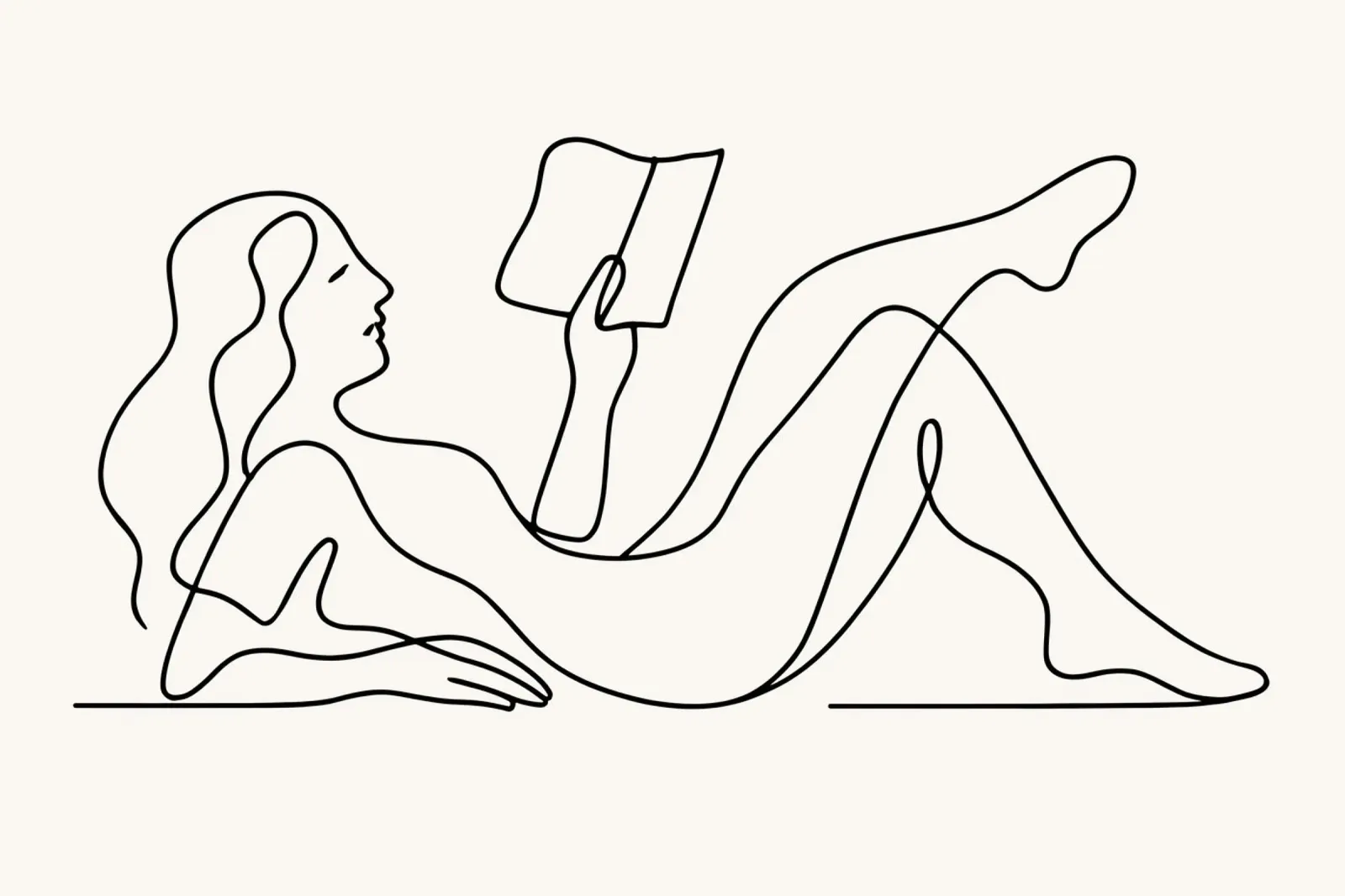 Repose in Lines Woman Reading alluminio dibond da Attaboy Dsgn