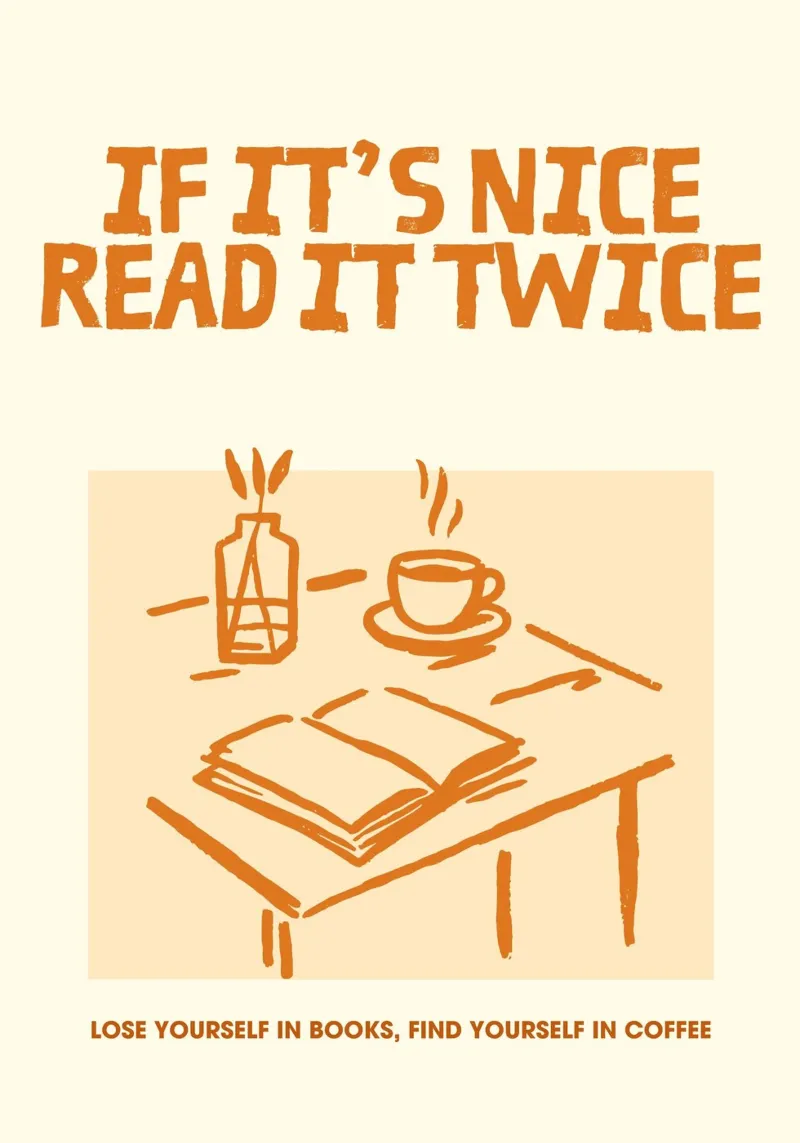 "Poster per libri e caffè "Leggetelo due volte poster con telaio in plastica da vintagepod
