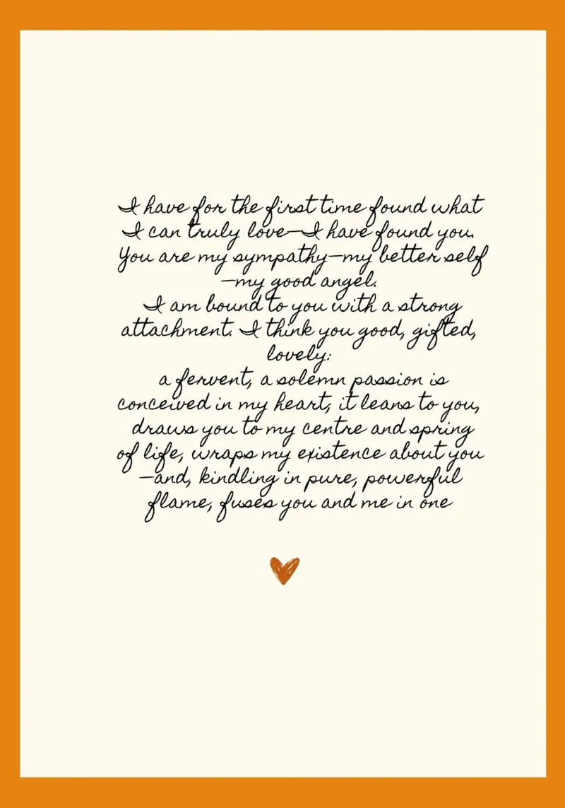Poster con citazione d'amore di Charlotte Brontë Jane Eyre poster con telaio in legno da vintagepod