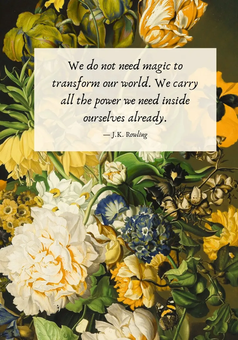 Poster floreale d'epoca con citazione di J.K. Rowling poster da vintagepod