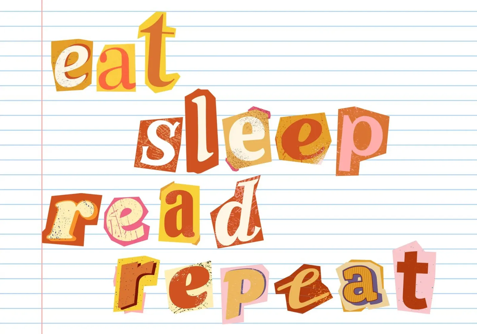 Poster in stile "Eat Sleep Read Repeat" (Mangiare, dormire, leggere, ripetere) poster da vintagepod