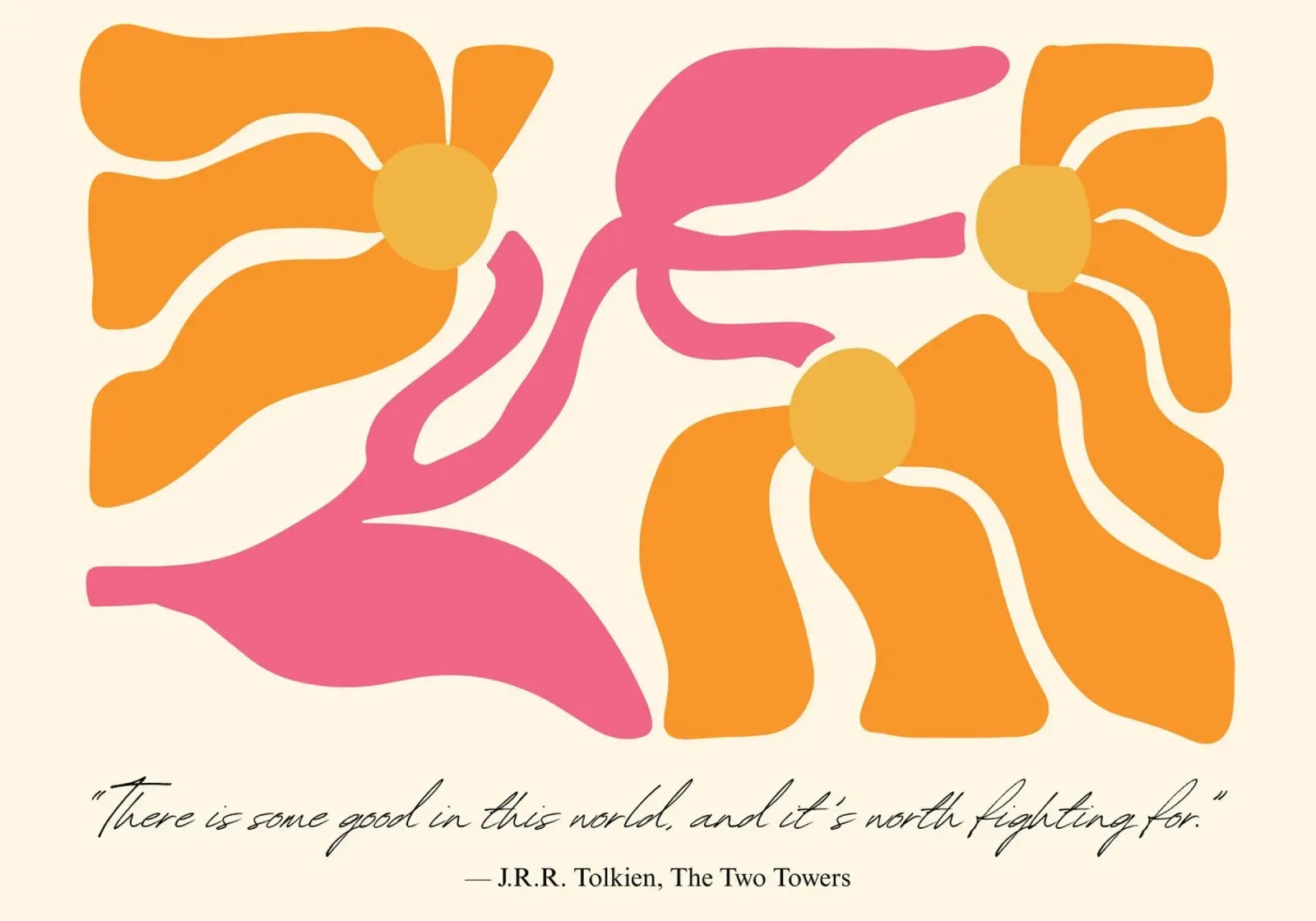 Tolkien "De Twee Torens" Abstract Bloemen Poster canvas met Baklijst van vintagepod