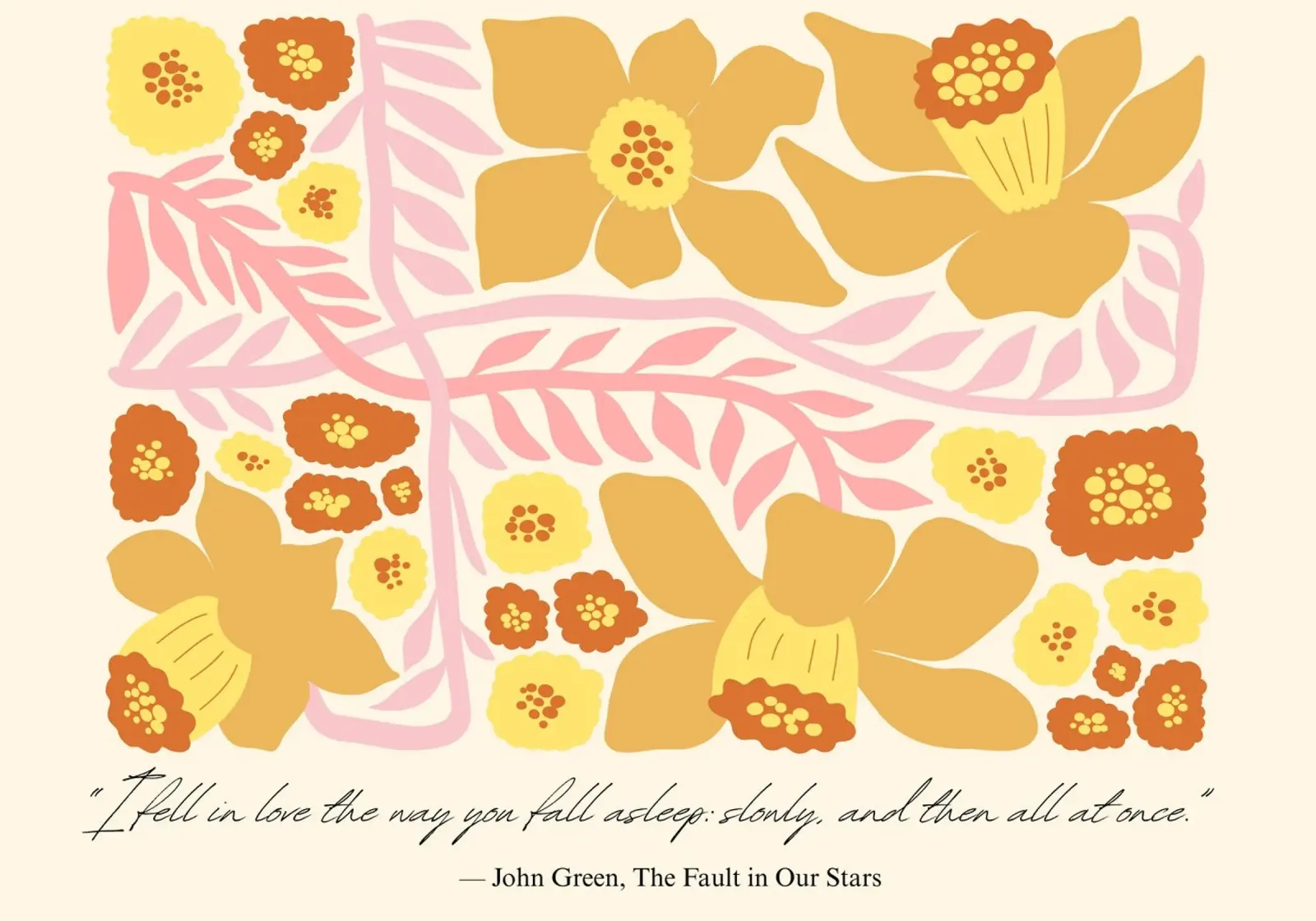 John Green "The Fault in Our Stars" Abstraktes florales Poster Leinwand mit Schattenfugenrahmen von vintagepod
