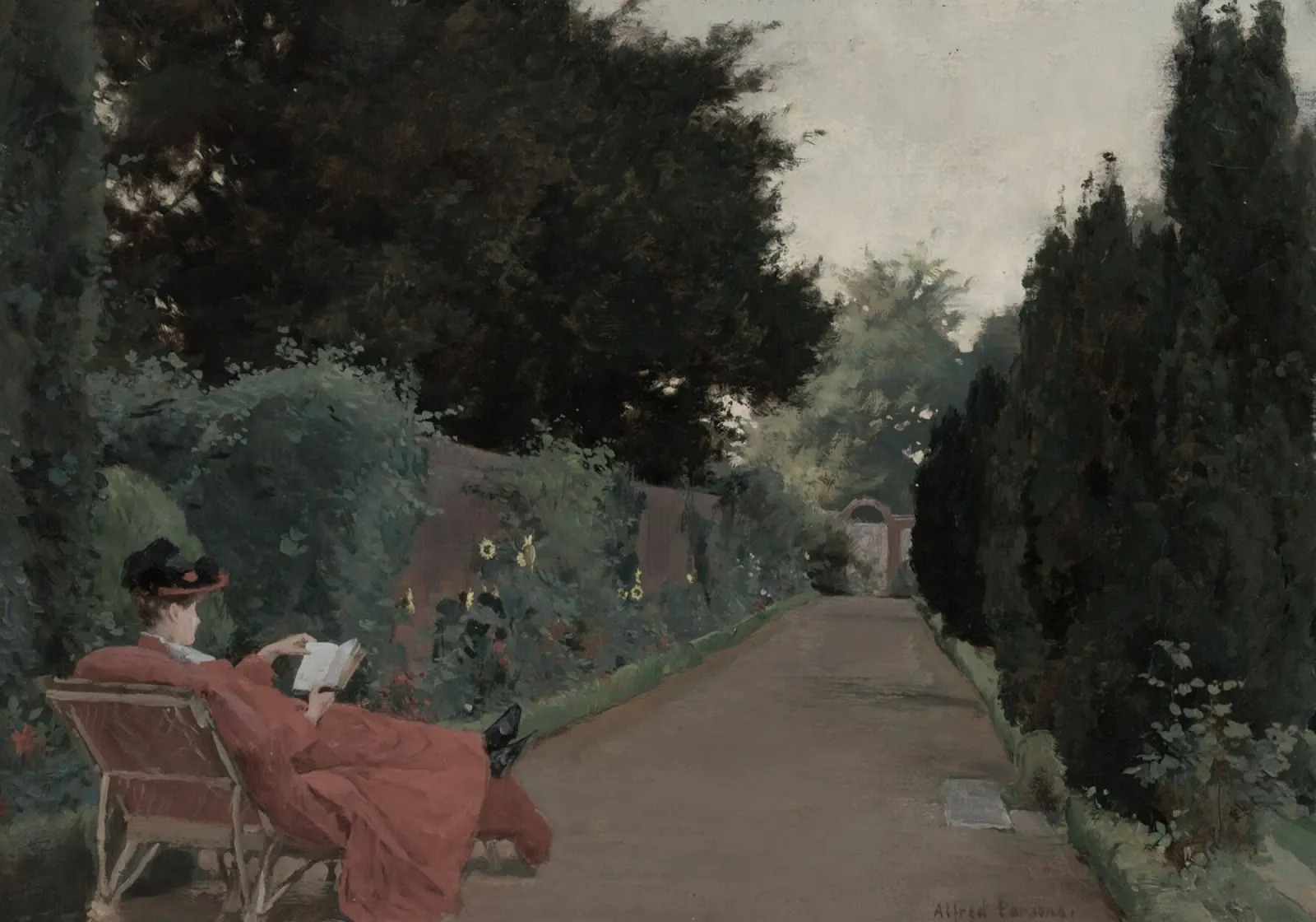 Poster impressionista Alfred Parsons Garden Reading poster da vintagepod
