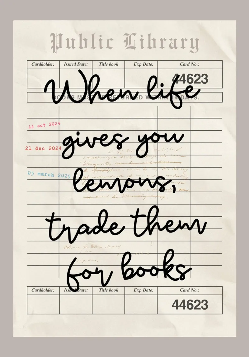 "Poster con citazioni per la biblioteca "Quando la vita ti dà i limoni poster con telaio in legno da vintagepod