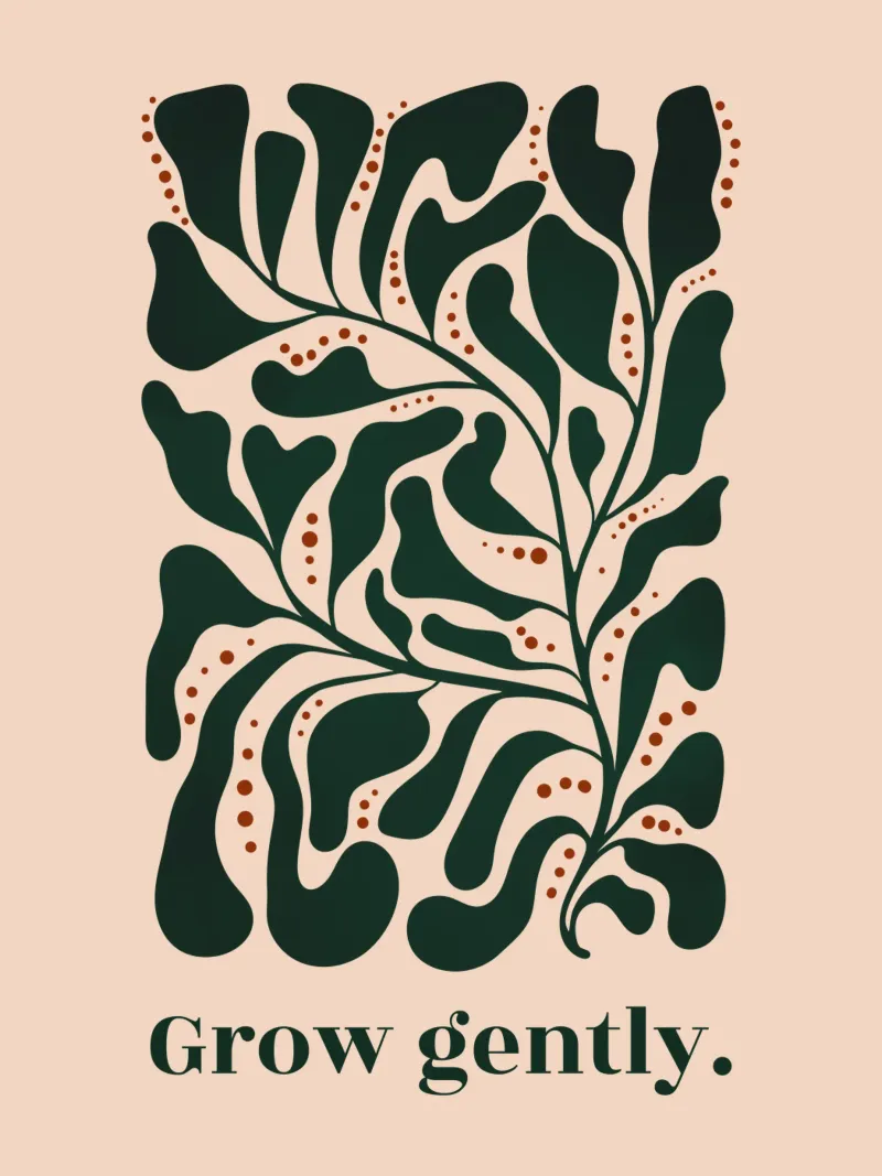 Grow Gently - Minimalist Botanical Art Print acrylic glass by Dream Print Designs