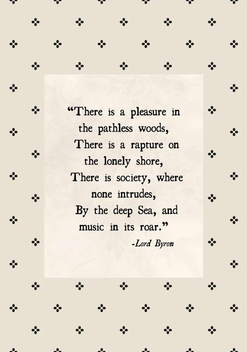 Lord Byron Citazione Poema sulla natura Dark Academia poster con telaio in legno da vintagepod