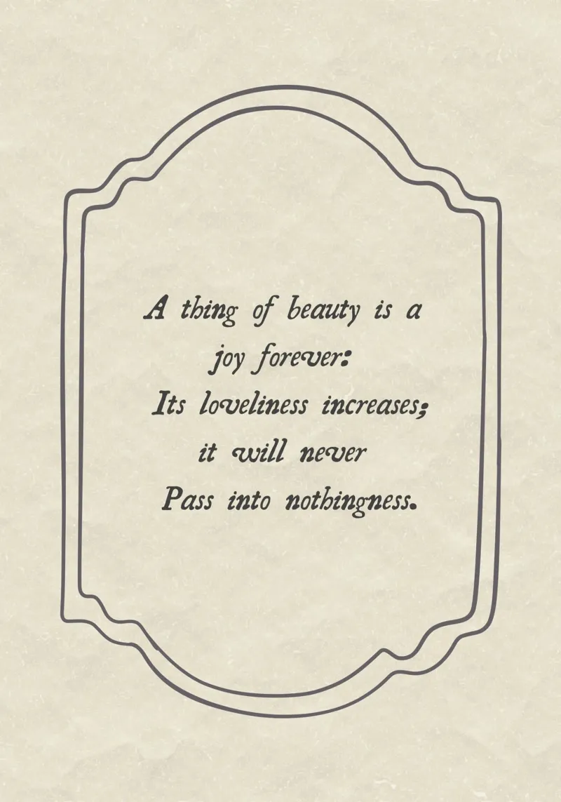Poster con citazione di John Keats "A Thing of Beauty poster con telaio in alluminio da vintagepod