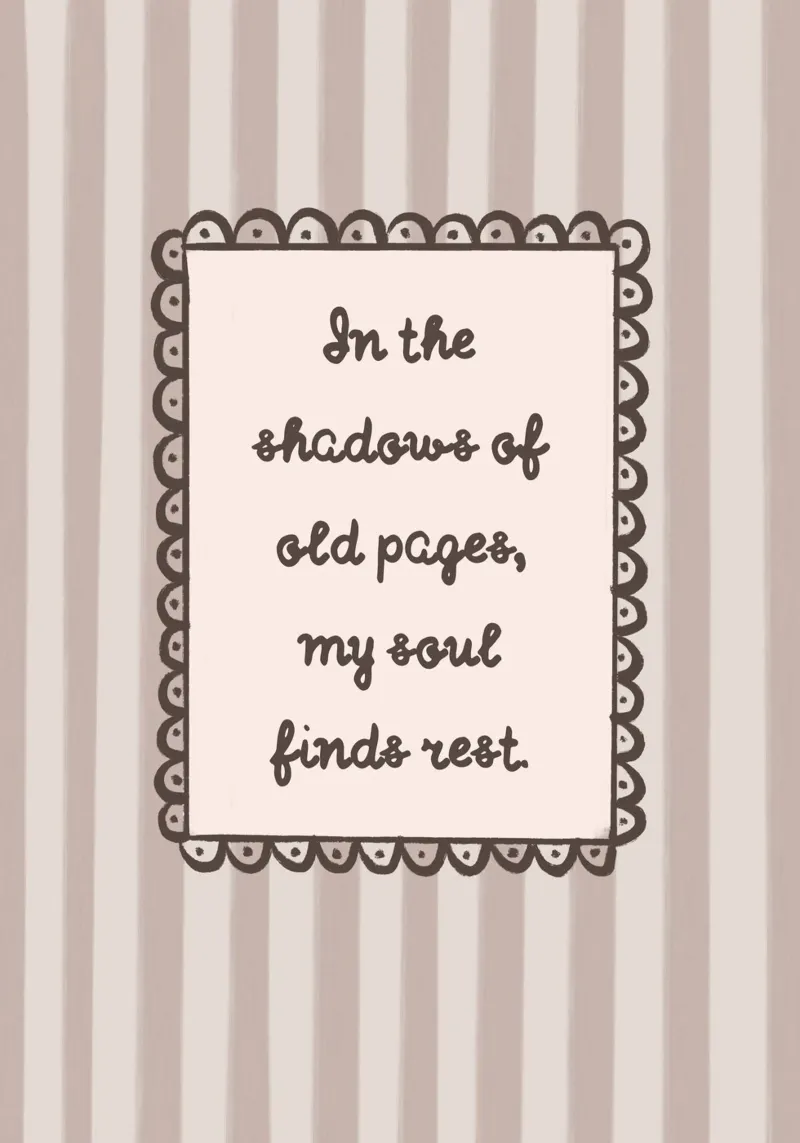 "In the Shadows of Old Pages" Bookish Quote canvas with Floater frame by vintagepod