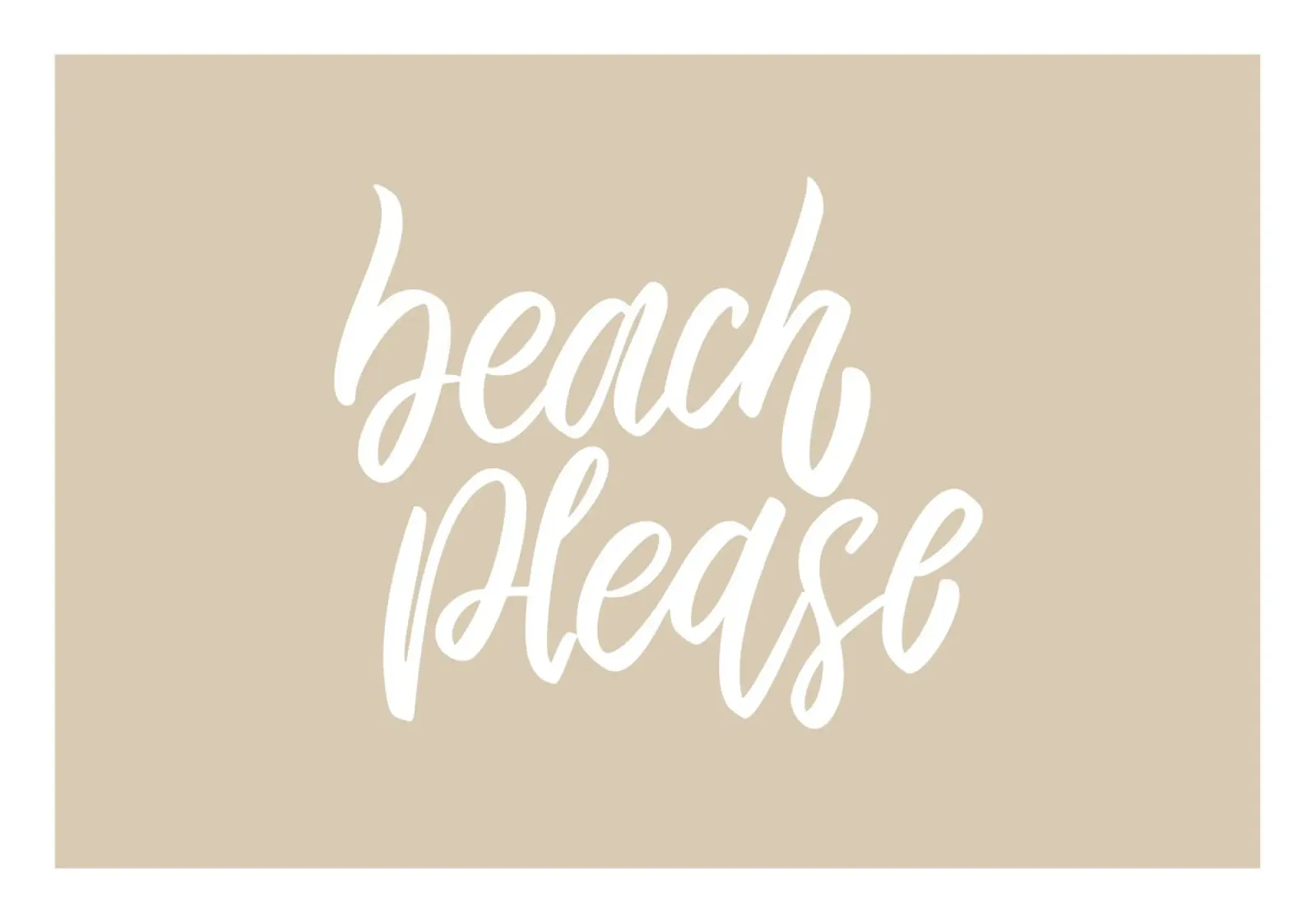 Arte murale tipografica beige "Beach Please" Boho poster con telaio in legno da dawnthesea