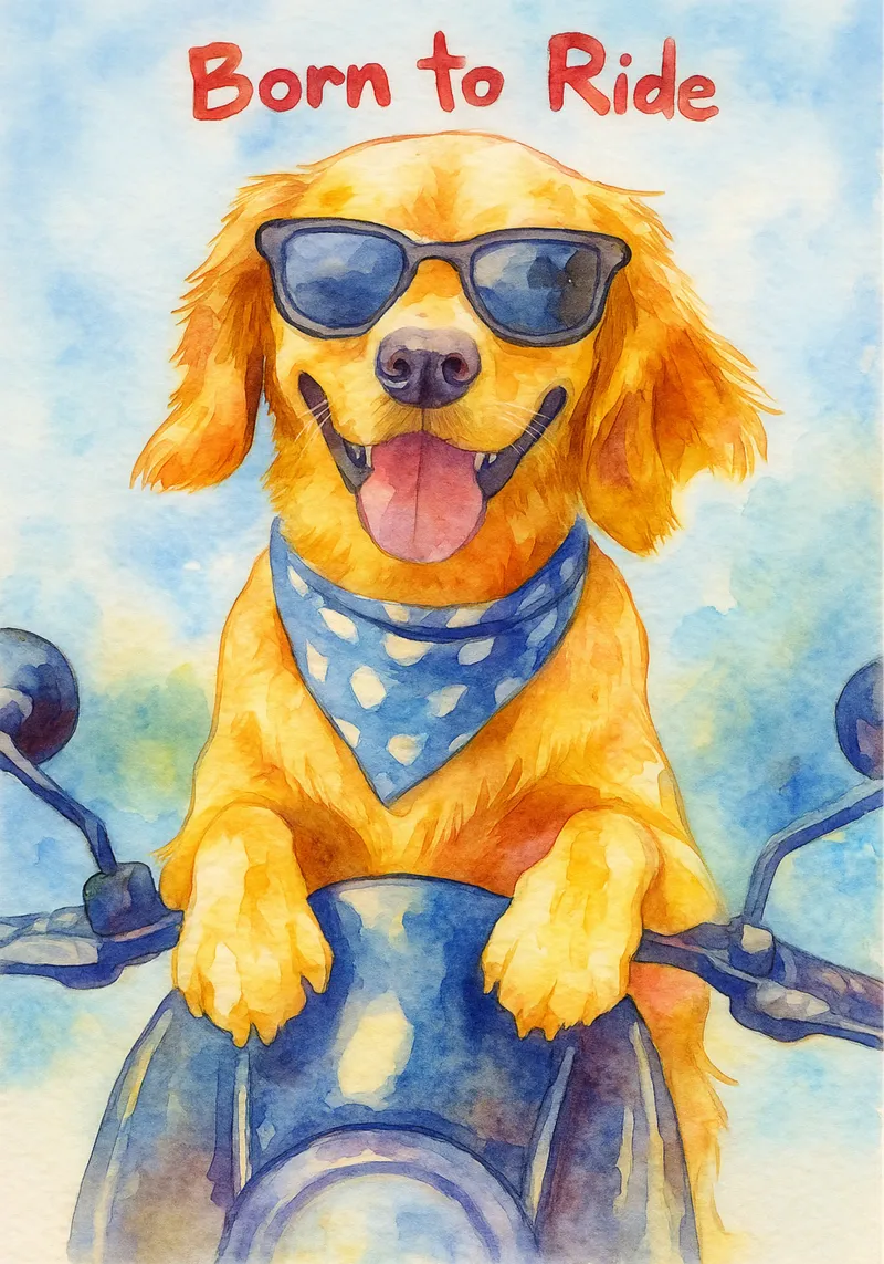 geboren om te rijden hond tekening canvas met Baklijst van Botania