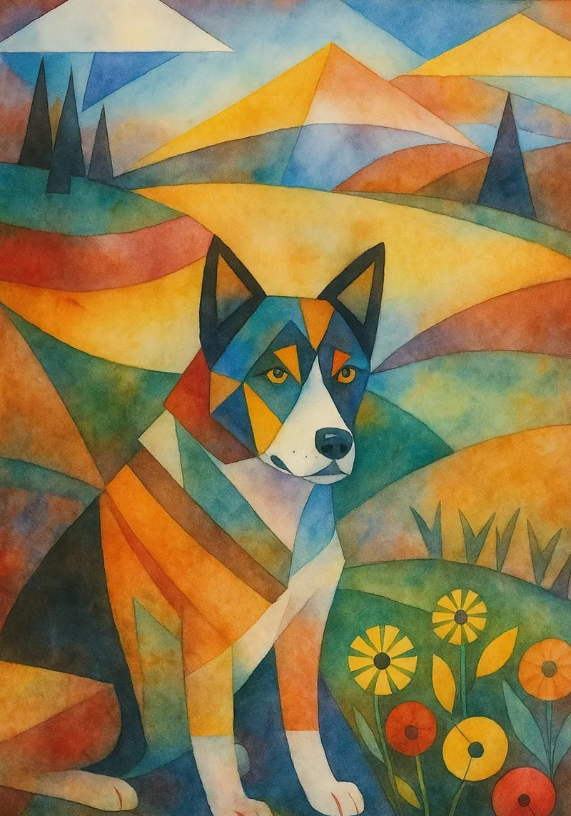 disegno del cane tela con Cornice a cassetta da Botania