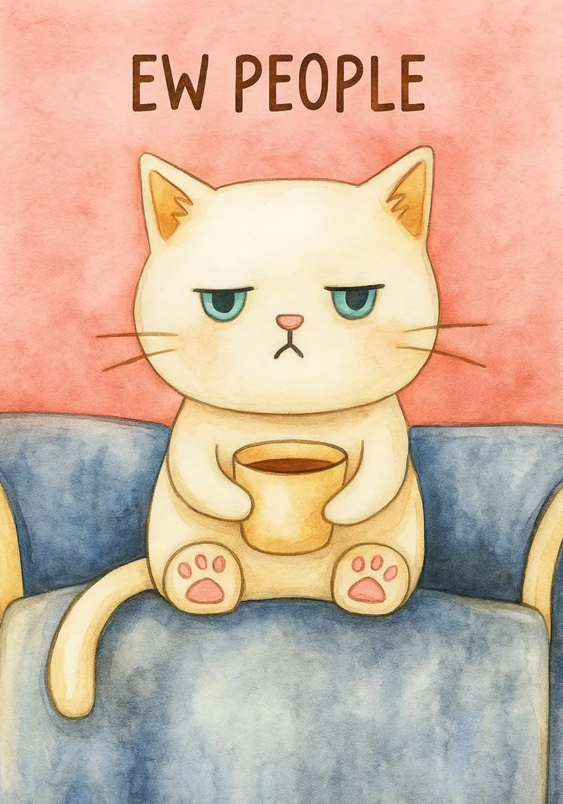 ew mensen kat tekening canvas met Baklijst van Botania